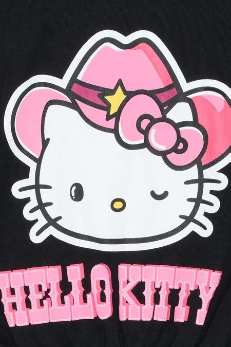 Black Hello Kitty Printed T-Shirt with Ruched Hem - Selling Fast at ...