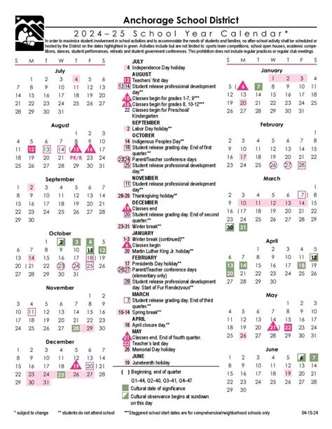 Anchorage School District Calendar 2025-2026 | ASD Holidays
