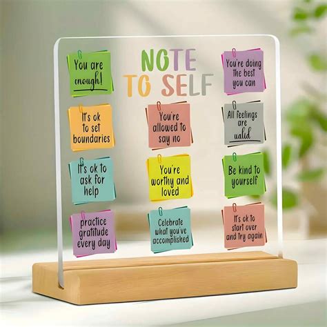 1pc,Acrylic Self-Care Note Sign - Inspirational English Affirmations ...