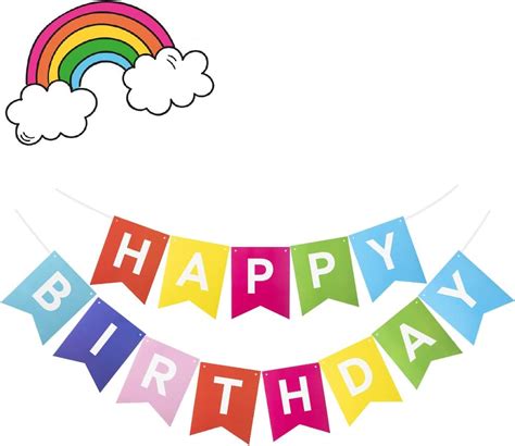 Buy Rainbow Happy Birthday Banner Happy Birthday Sign Multicolor ...