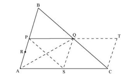 P and Q are respectively the mid-points of sides AB and BC of a ...