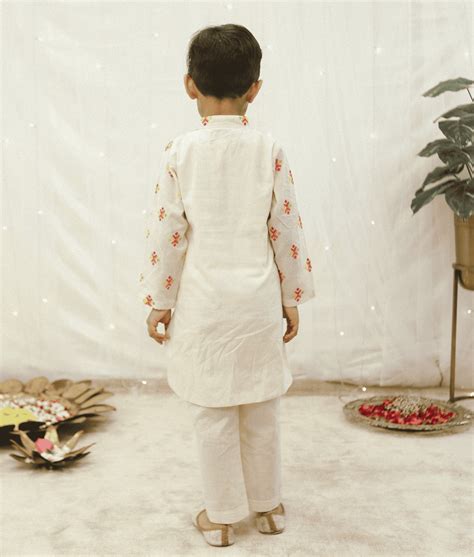 Pre Order: Off-white Phulkari Kurta Set– Peonyy Kids
