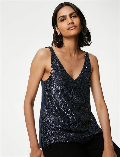 Buy Sequin V-Neck Cami Top at Marks & Spencer