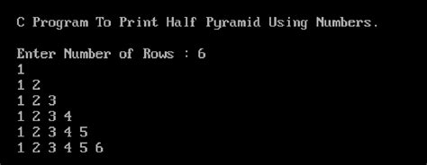 Image result for Half Pyramid Program in C