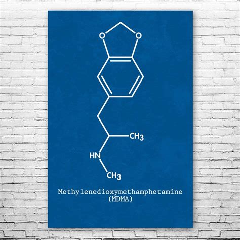 MDMA Molecule Ecstasy Poster Print, Raver Gift, MDMA Art, Psychologist ...