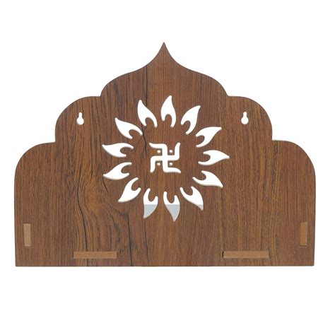 Swastik Design Laminated Wood Pooja Temple/Mandir - eCraftIndia Online