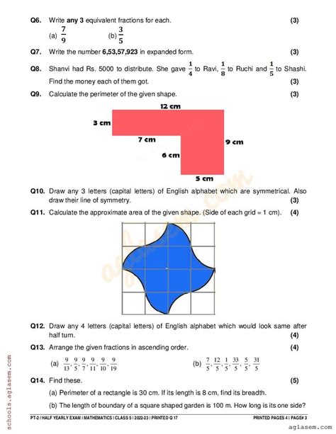 Class 5 Maths Question Paper 的图像结果