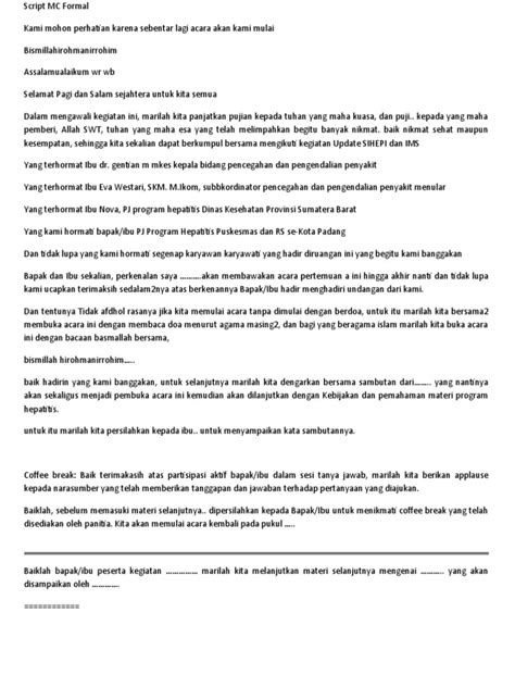 Image result for MC Script Sample