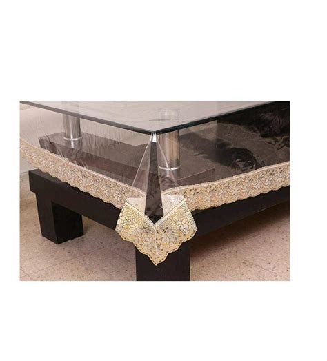 Buy MONKDECOR Plastic 4 Seater Square Table Cover with Bordered Lace ...
