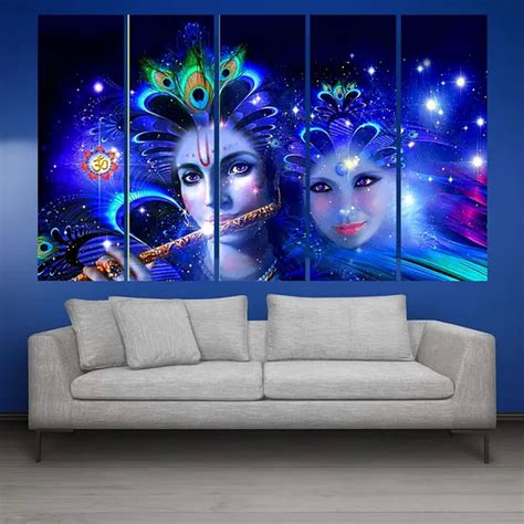 Kyara Arts Beautiful Blue Radha Krishna Wooden Framed Wall Painting for ...