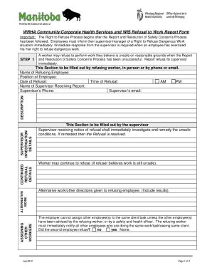 Fillable Online Right To Refuse Form - WRHA Professionals Fax Email ...