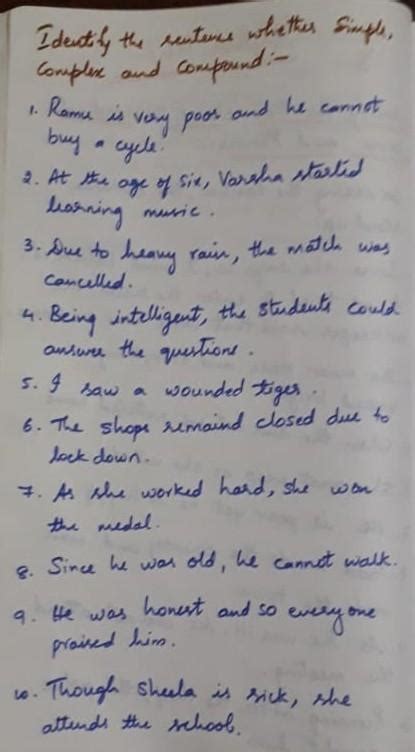 identify the sentence whether simple,compound or complex - Brainly.in