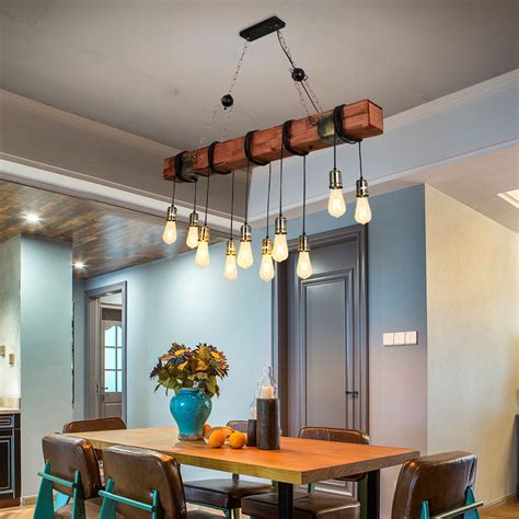 Buy SINGES 46inch Wood Ceiling Fixtures Dining Room Chandeliers Rustic ...