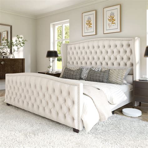 Queen Upholstered Bed Cream at Ana Means blog
