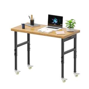 Yenntrss 48" Adjustable Workbench,Rubber Wood Top Heavy-Duty Shop Table ...