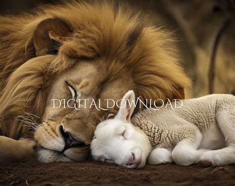 Lion and Lamb Art, Lion and Lamb Print, Peace Art, Lion Print, Lamb ...