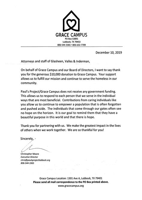 Glasheen, Valles & Inderman Injury Lawyers Donate $10,000 to Grace ...