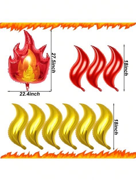 12 Pcs Fire Balloons And Flame Balloons Aluminum Foil Fire Decorations ...