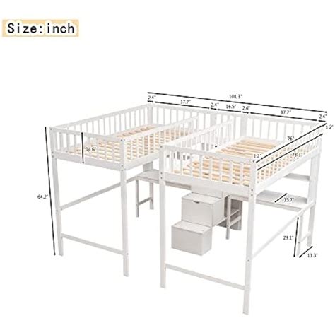 Morhome Double Shared Twin Size Loft Bed with 2 | Ubuy India
