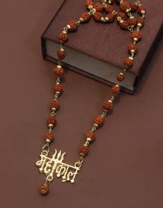 DIVINE SOUVENIRS Mahakal mala Gold-Plated Lord Shiva Locket Wood ...