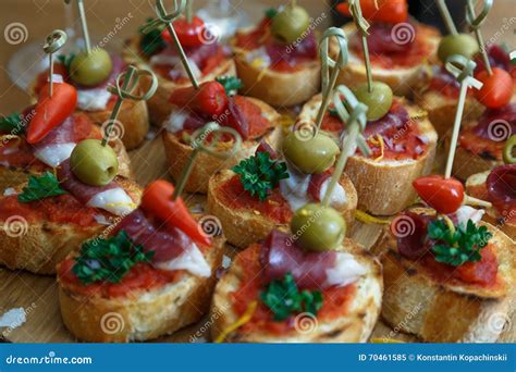 Pinchos, Tapas, Spanish Canapes, Party Finger Food Stock Image - Image ...