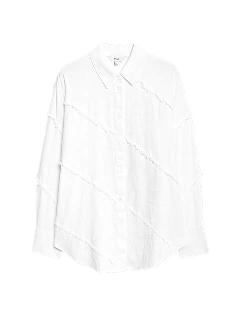Buy Linen Rich Relaxed Raw Edge Shirt at Marks & Spencer