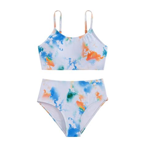 MZXELPRJD Tankini Swimsuits for Teens Tie Girl Clothes Dye Split ...