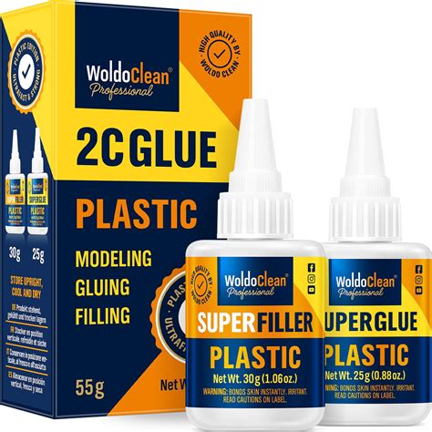 WoldoClean Super Glue with Powder for Filling Gaps for Plastic - 2 ...