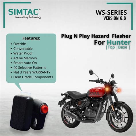 Royal Enfield Hunter Simtac V6.0 Hazard Flasher with Switch & PNP Adap ...