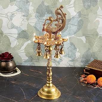 Buy Jaszz Art Brass Peacock Diya for Table Decor (15x15x41 cm and 2650g ...