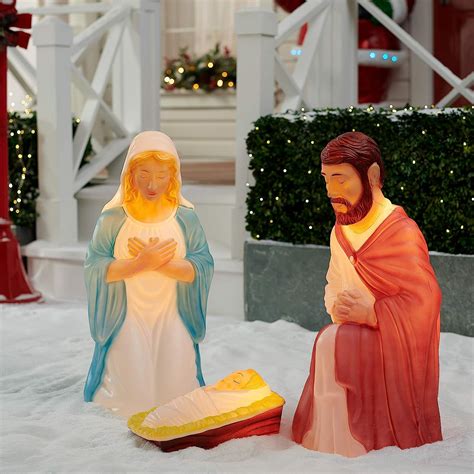 Blow Mold 3 Piece Outdoor Nativity Scene with Lights - Holy India | Ubuy
