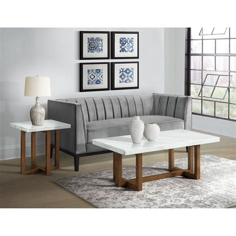 Elliana Marble Rectangular Coffee Table - White | American Signature ...