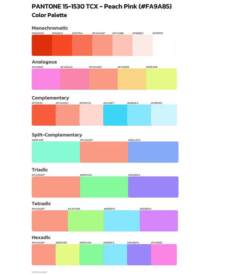 PANTONE 15-1530 TCX - Peach Pink color palettes - colorxs.com