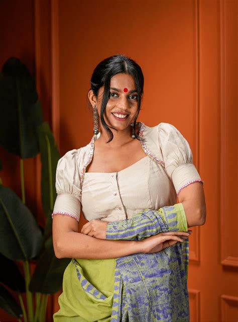 Handloom Cotton -Beige Puff SleeveS Blouse For Everyday Comfort Wear ...