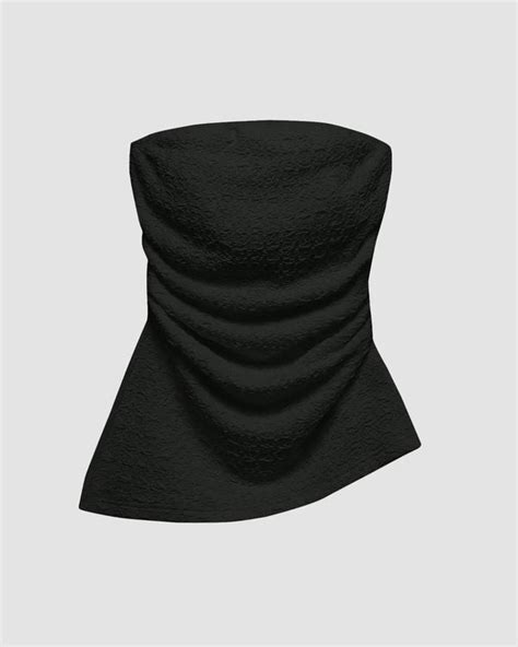 Black Textured Strapless Ruched Tube Top – Littlebox India