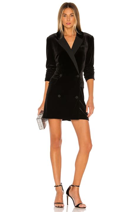 1. STATE Ruched Velvet Blazer Dress in Rich Black | REVOLVE