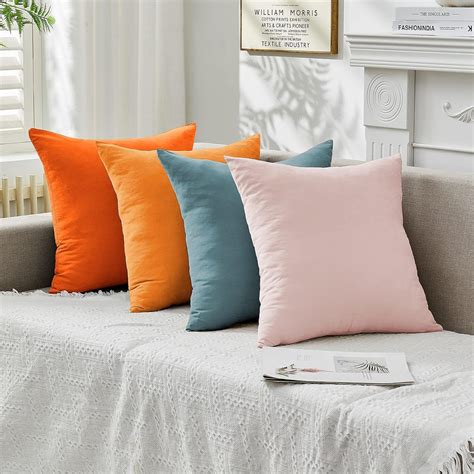 Amazon.com: Colorful Pillow Covers 18x18 Set of 4 Multi Colored Throw ...