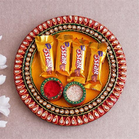 Send 5 Star Chocolate Set with Pooja Thali Online - BD21-99435 | Giftalove