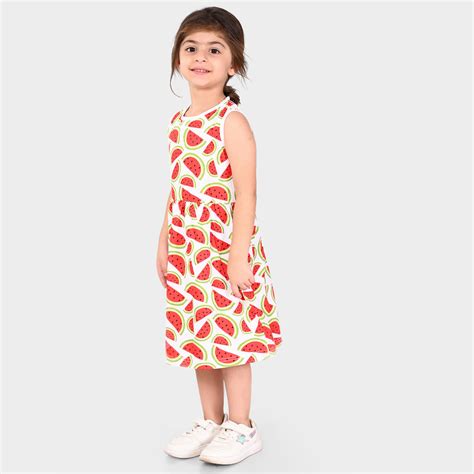 Girls Printed Cotton Casual Dress – BONKIDS