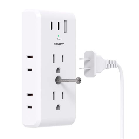 Multi Plug Outlet Extender, HANYCONY 6 Electrical Outlet Splitter 3 USB ...