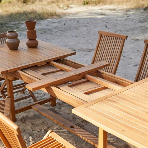 Solid acacia rectangular Garden Furniture Set – J.L.HOME DECOR