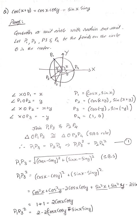 prove cos(x+y) = cosxcosy-sinxsiny - Brainly.in