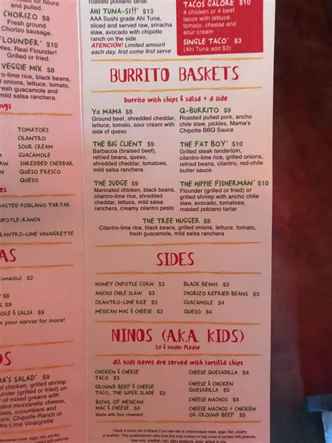 Menu at Taco Mama - Hillsboro Village restaurant, Nashville, 21st Ave S