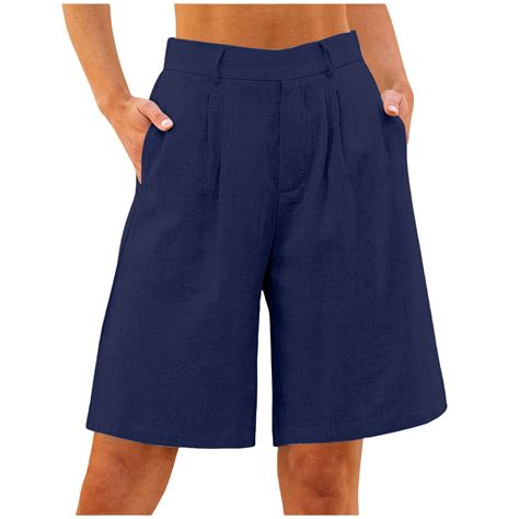 Linen Shorts for Women High Waisted Wide Leg 2025 Trendy Womens Linen ...