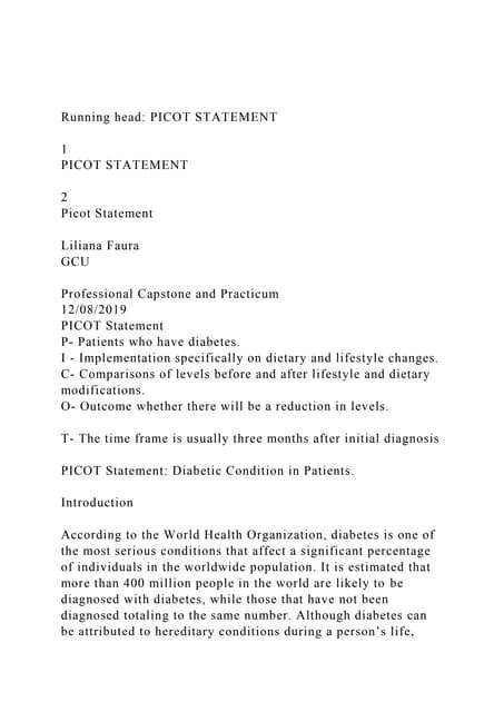 Image result for Picot Statement Example