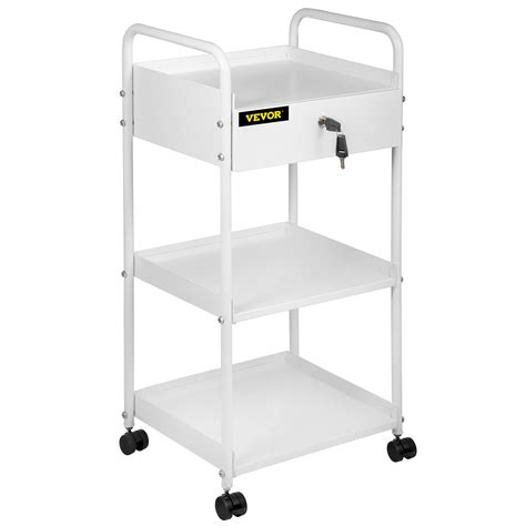 Buy VEVOR Lab Cart, 3 Tiers Lab Trolley, Steel Lab Utility Cart, 360 ...