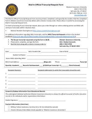 Wgu Official Transcript Request - Fill Online, Printable, Fillable ...