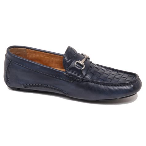 F4788 mocassino uomo blu ALTIERI MILANO vintage effect loafer shoe man