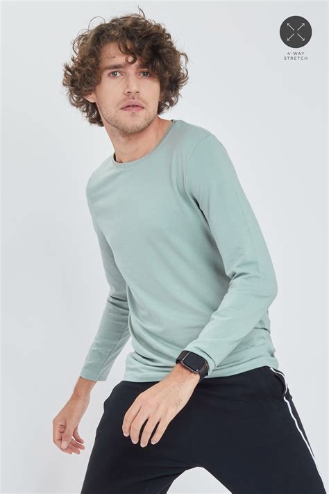 Teal Green Full Sleeves 4-way Stretch Crew Neck T-Shirt - SNITCH