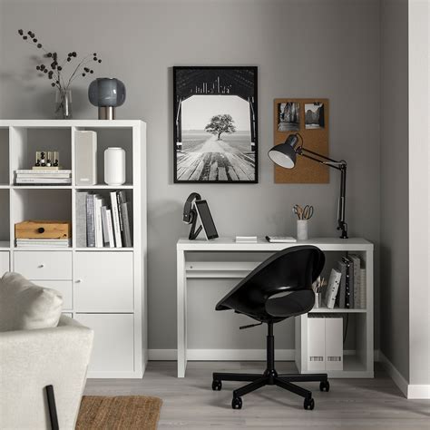 KALLAX / ELDBERGET desk and chair, white/dark grey black - IKEA